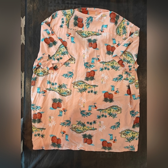 🤍Croft & Barrow Peach Tropical Button Up Collared Men's Vacation Shirt Size XXL - Picture 3 of 3